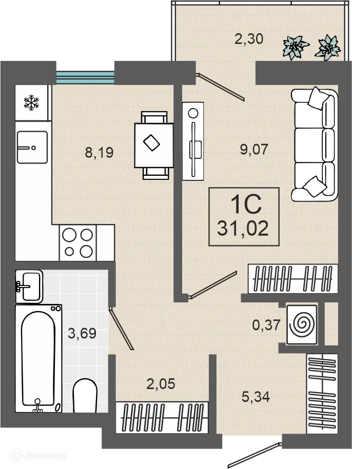Фото квартиры в ЖК ЭНВИЛЛЬ