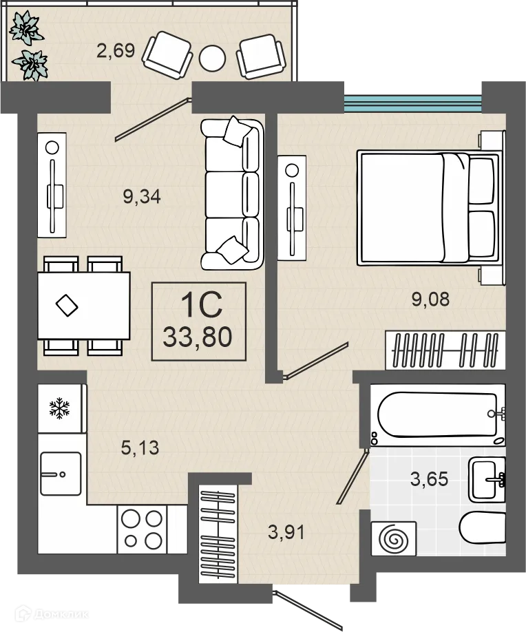 Фото квартиры в ЖК ЭНВИЛЛЬ