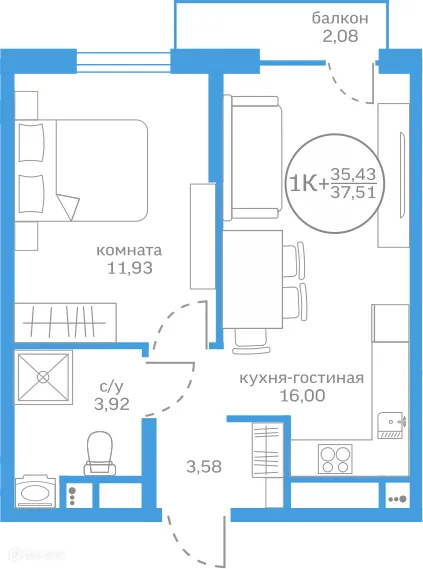 Фото квартиры в ЖК Меридиан Запад