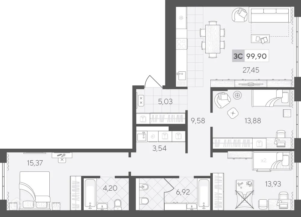 Фото квартиры в ЖК Скандиа. Квартал у озера