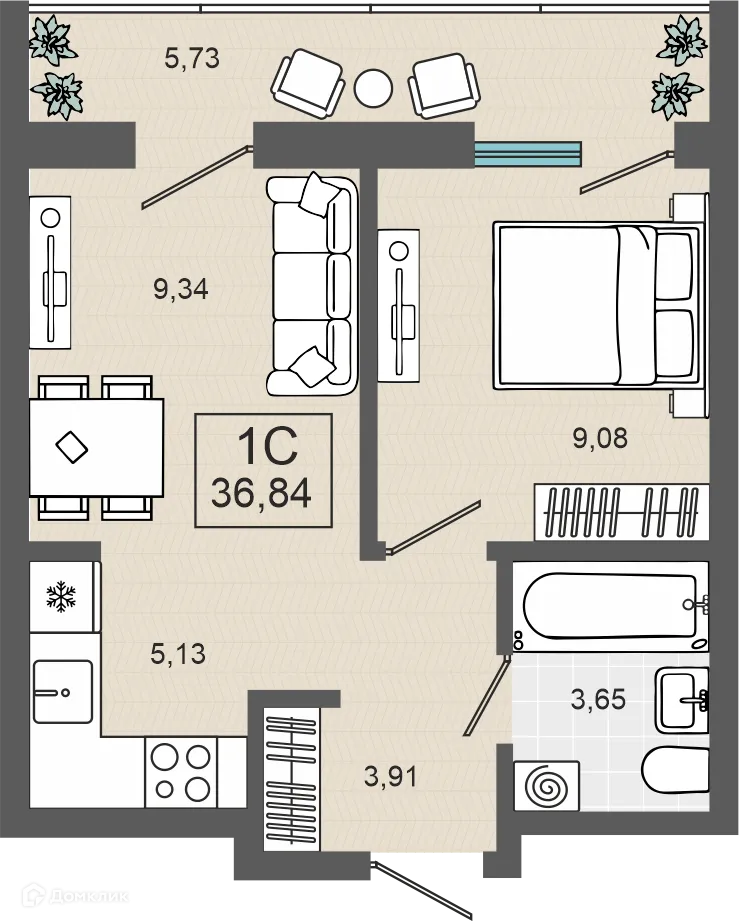 Фото квартиры в ЖК ЭНВИЛЛЬ