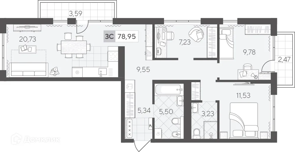 Фото квартиры в ЖК Скандиа.Квартал в Комарово Парк