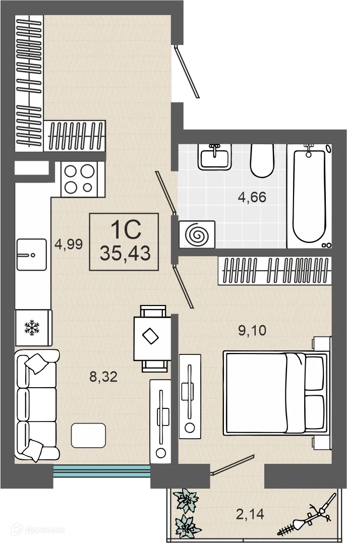 Фото квартиры в ЖК ЭНВИЛЛЬ