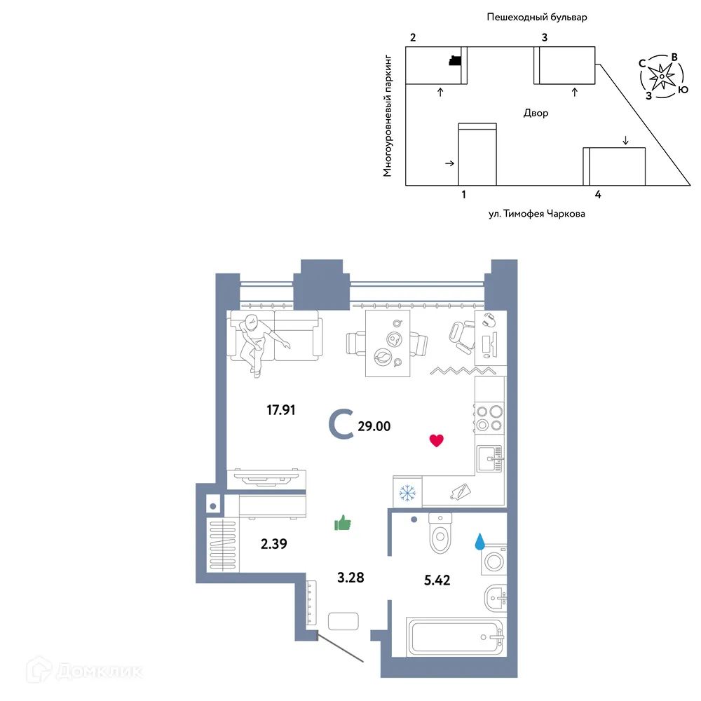 Фото квартиры в ЖК Микрорайон "Звёздный городок"