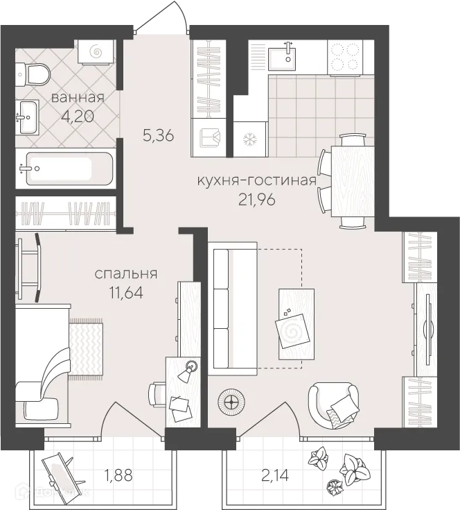 Фото квартиры в ЖК Скандиа. Квартал у озера