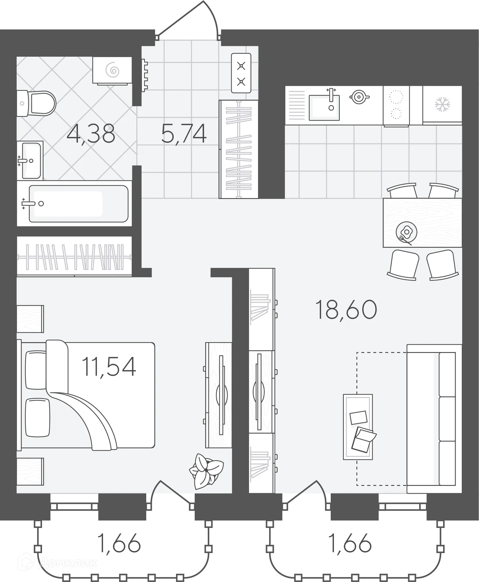 Фото квартиры в ЖК Скандиа.Квартал в Слободе