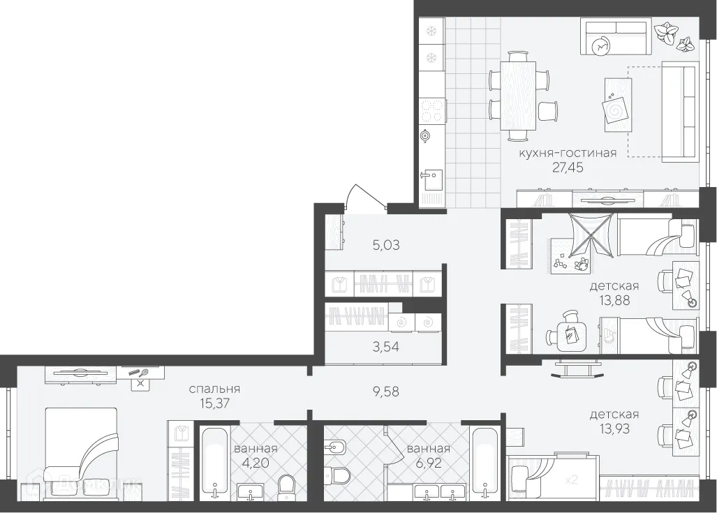 Фото квартиры в ЖК Скандиа. Квартал у озера