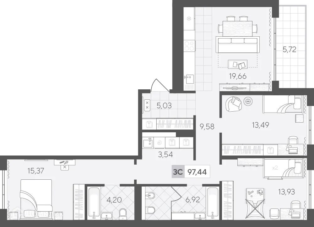 Фото квартиры в ЖК Скандиа. Квартал у озера