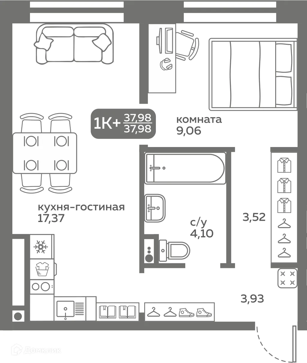 Фото квартиры в ЖК Меридиан Слобода