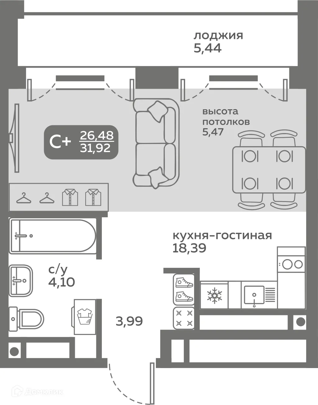 Фото квартиры в ЖК Меридиан Слобода