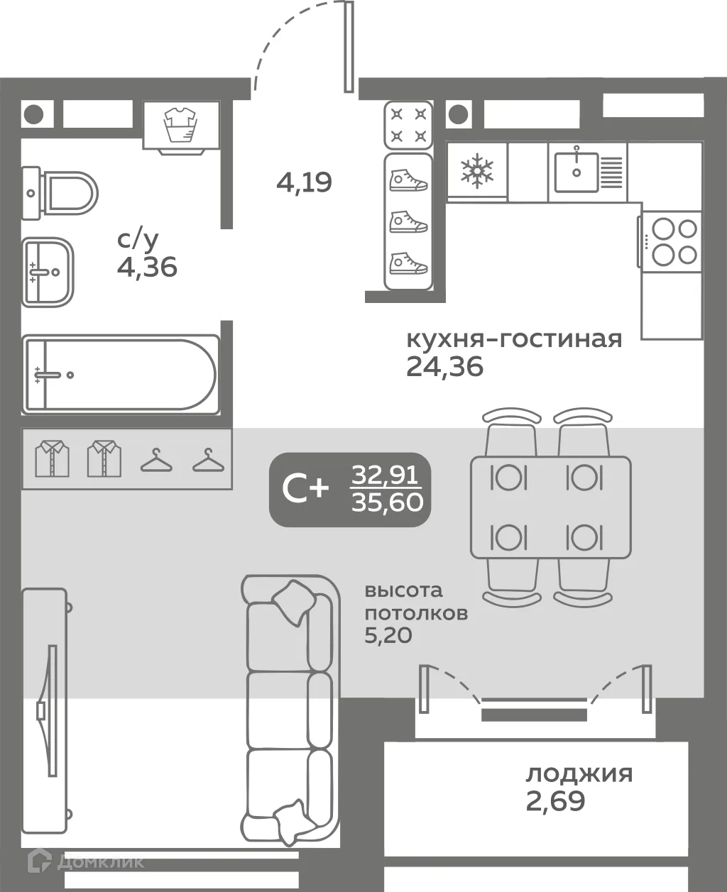 Фото квартиры в ЖК Меридиан Слобода