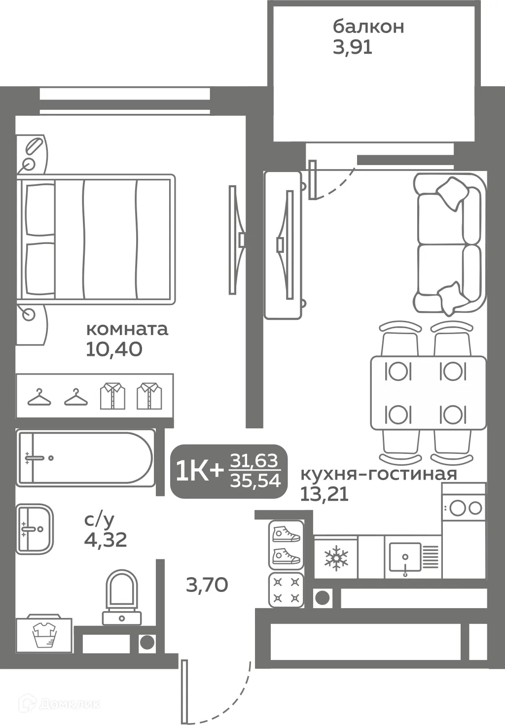 Фото квартиры в ЖК Меридиан Слобода