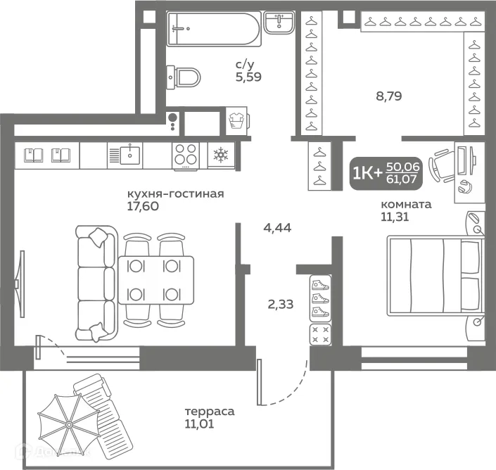 Фото квартиры в ЖК Меридиан Слобода