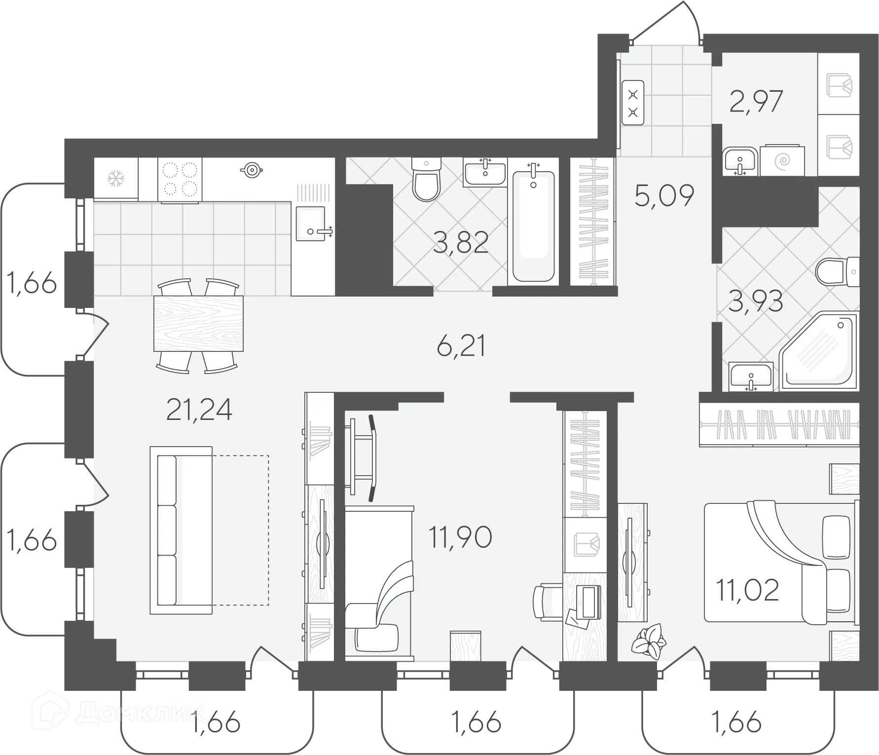 Фото квартиры в ЖК Скандиа.Квартал в Слободе