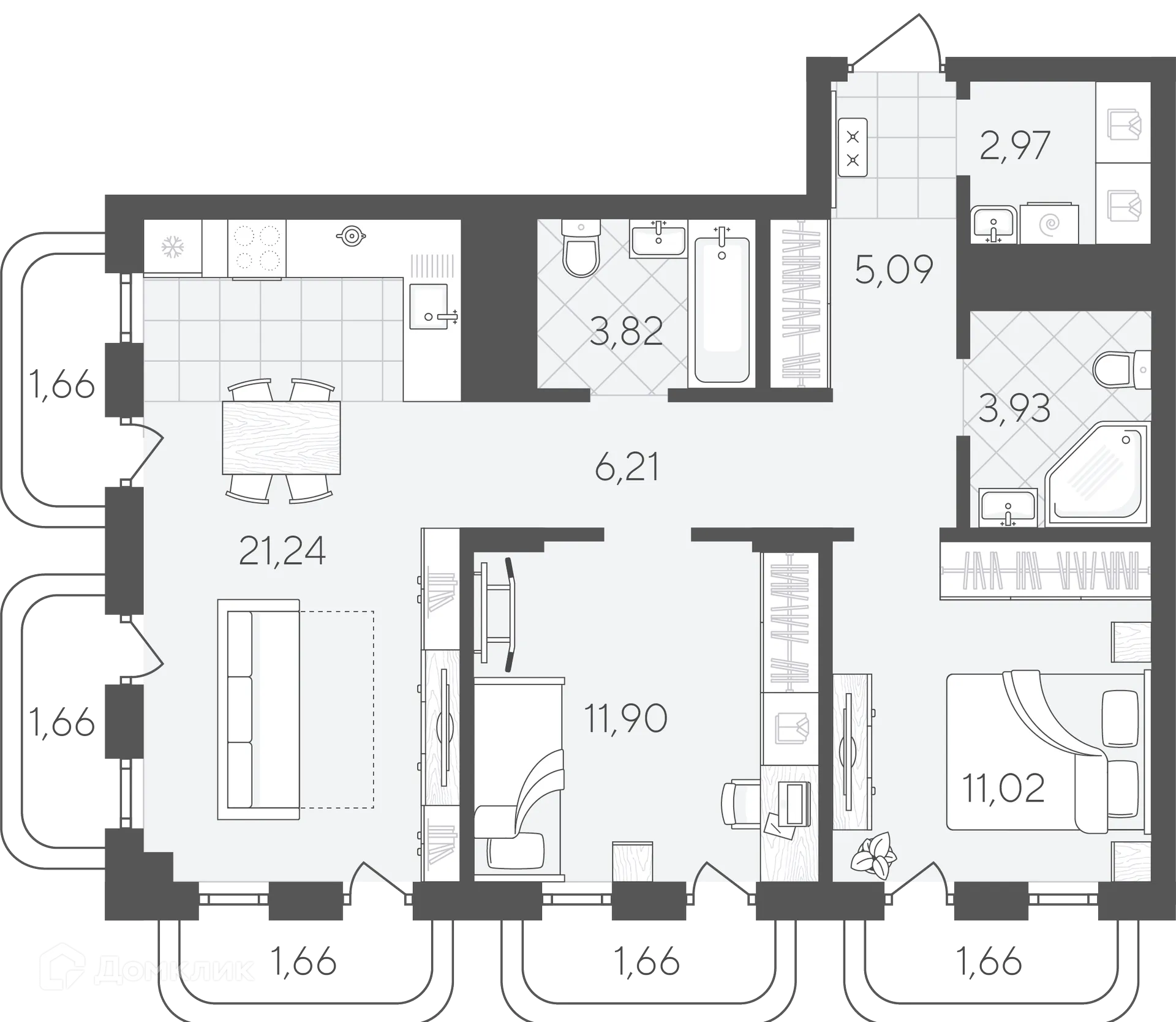 Фото квартиры в ЖК Скандиа.Квартал в Слободе