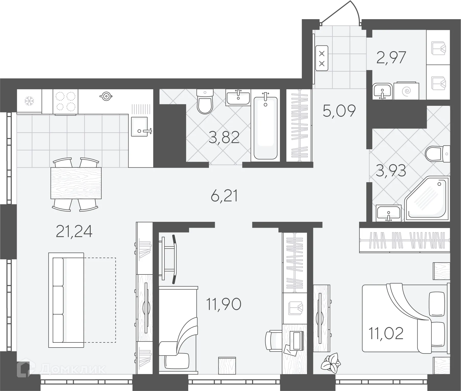 Фото квартиры в ЖК Скандиа.Квартал в Слободе