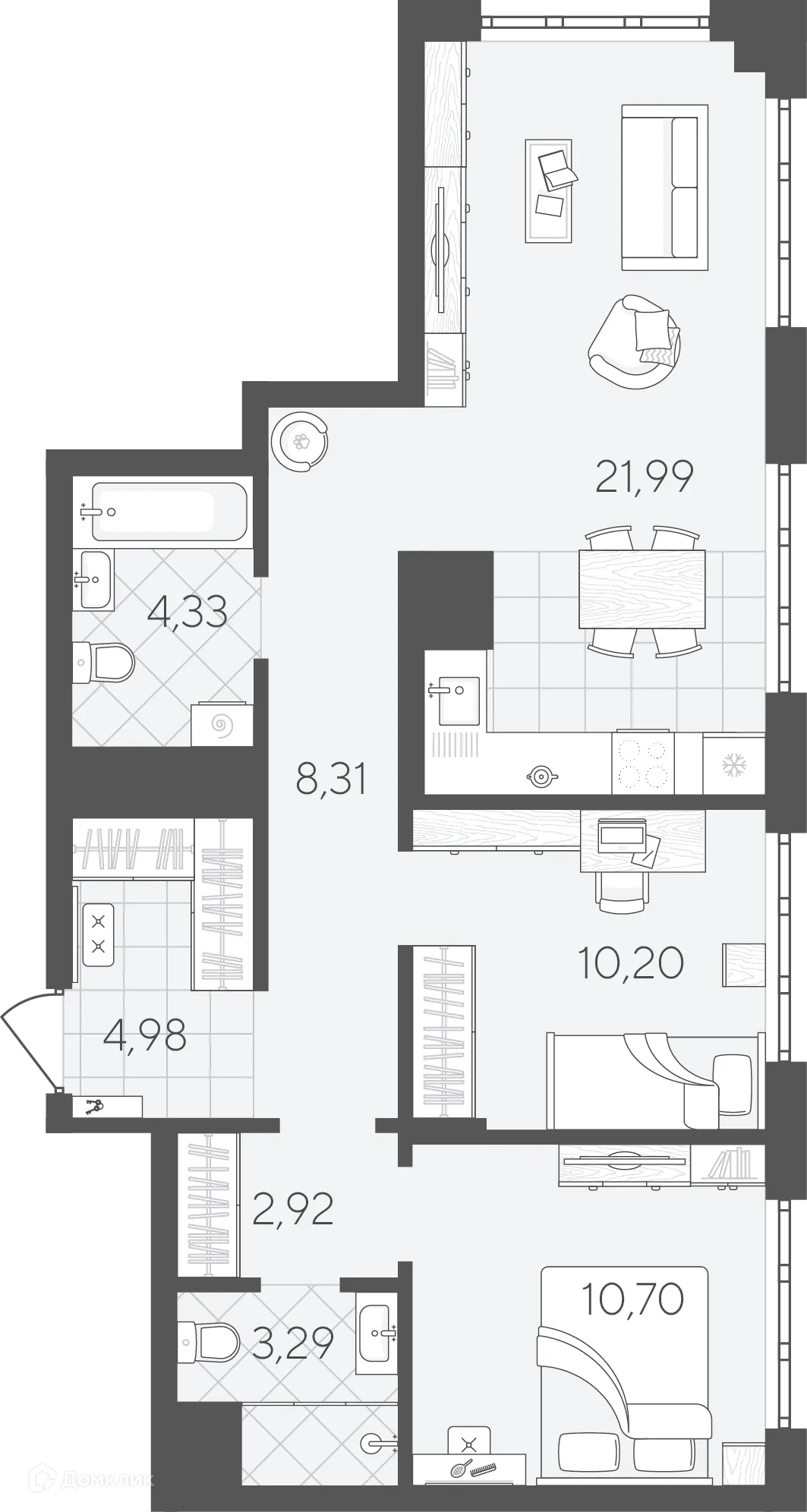 Фото квартиры в ЖК Скандиа.Квартал в Слободе