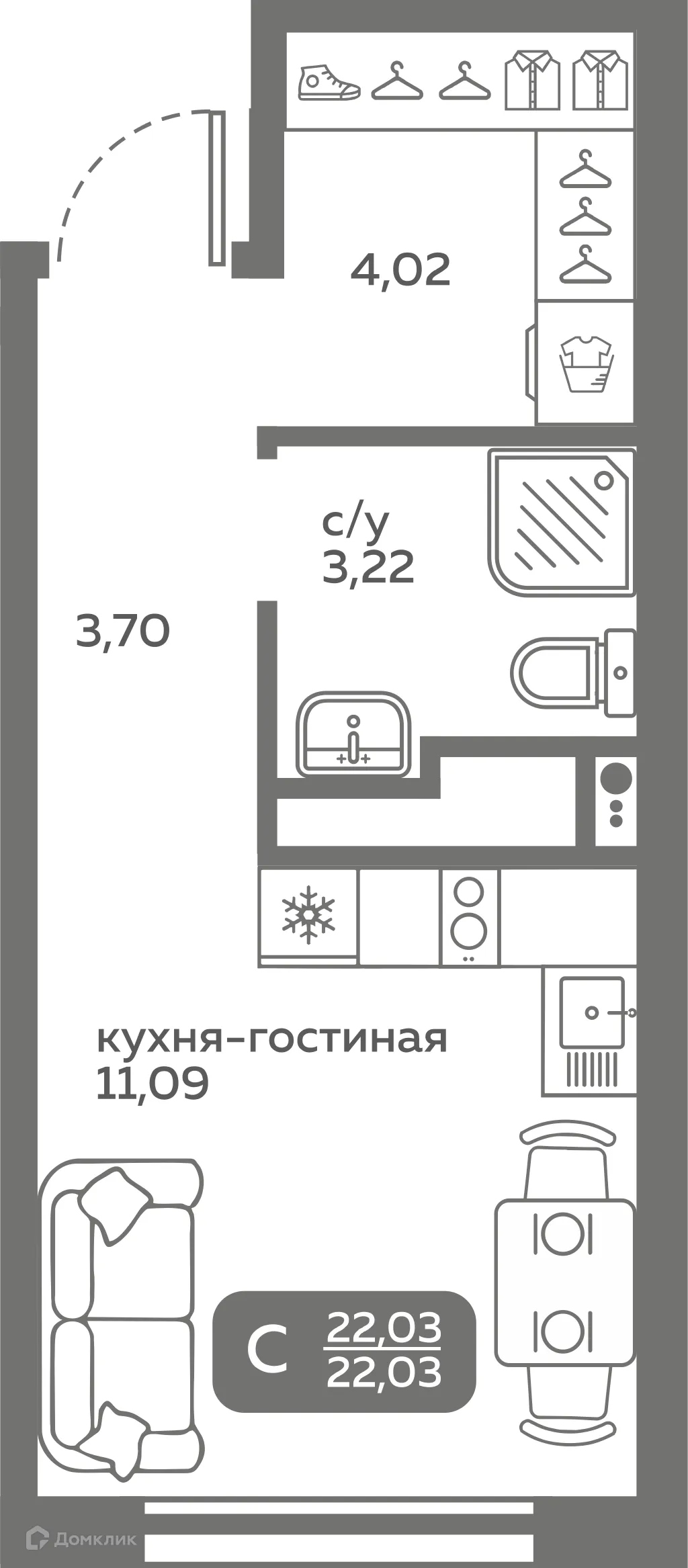 Фото квартиры в ЖК Меридиан Слобода
