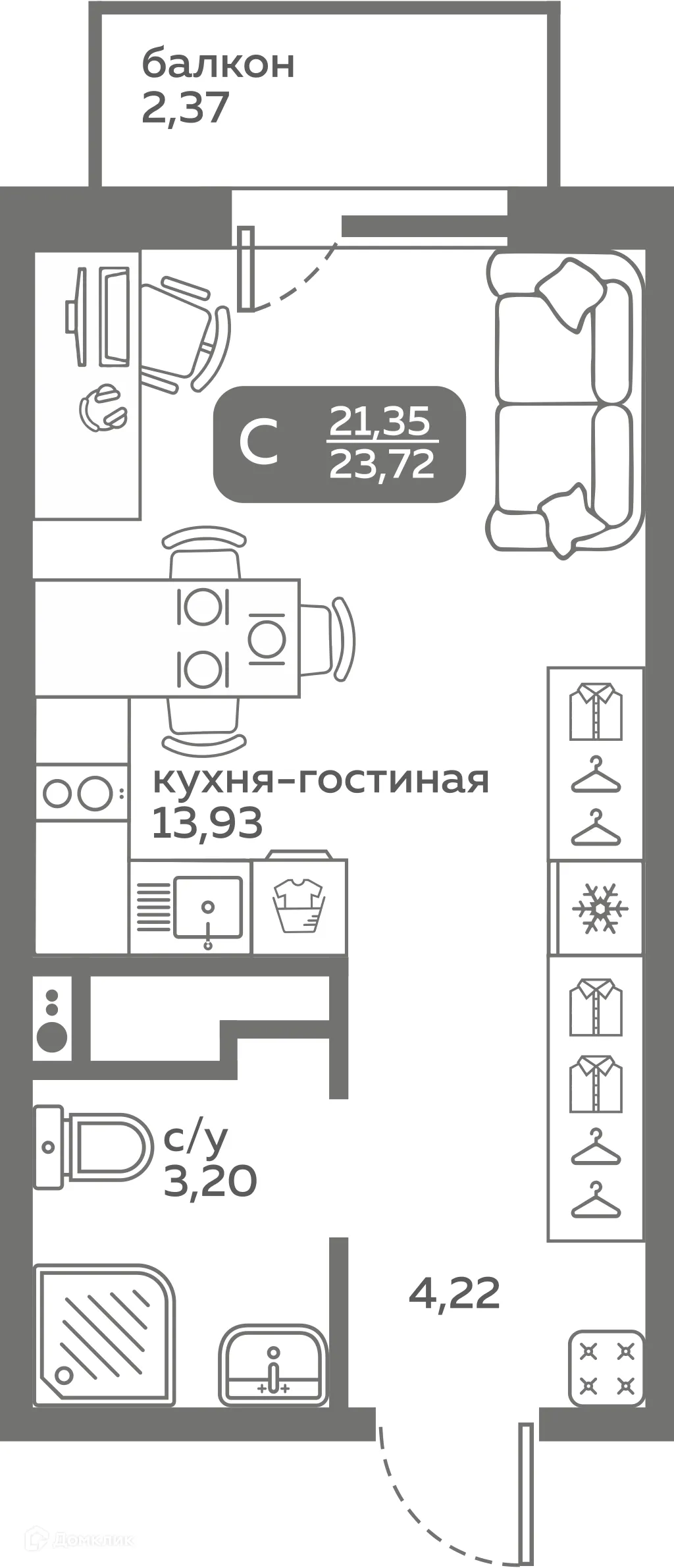 Фото квартиры в ЖК Меридиан Слобода