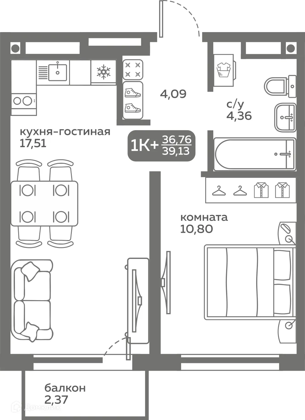Фото квартиры в ЖК Меридиан Слобода