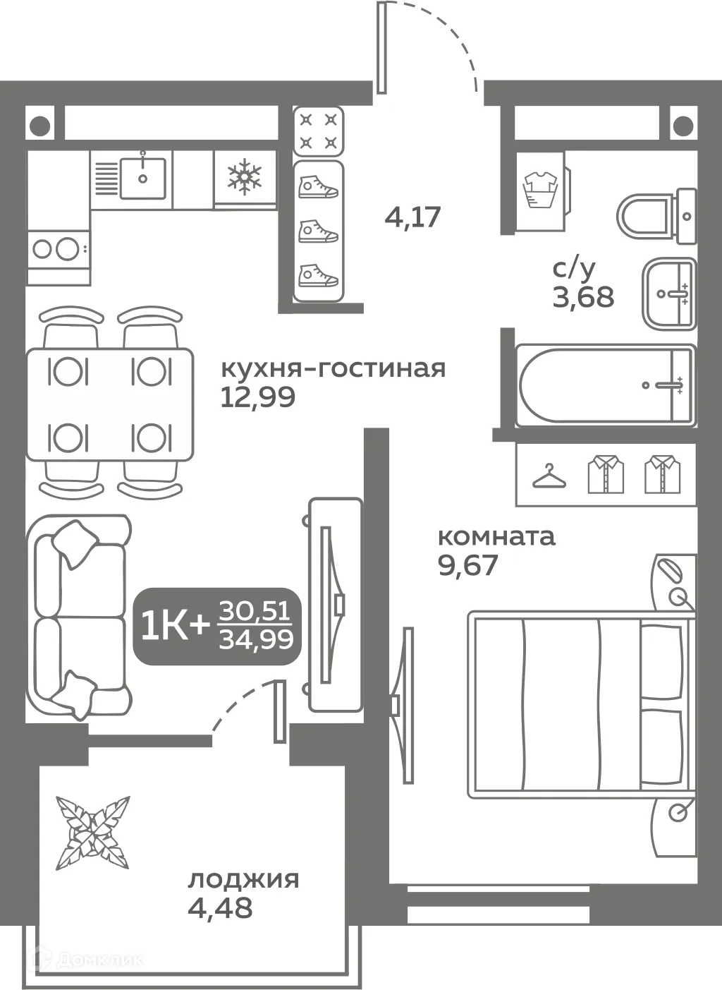 Фото квартиры в ЖК Меридиан Слобода