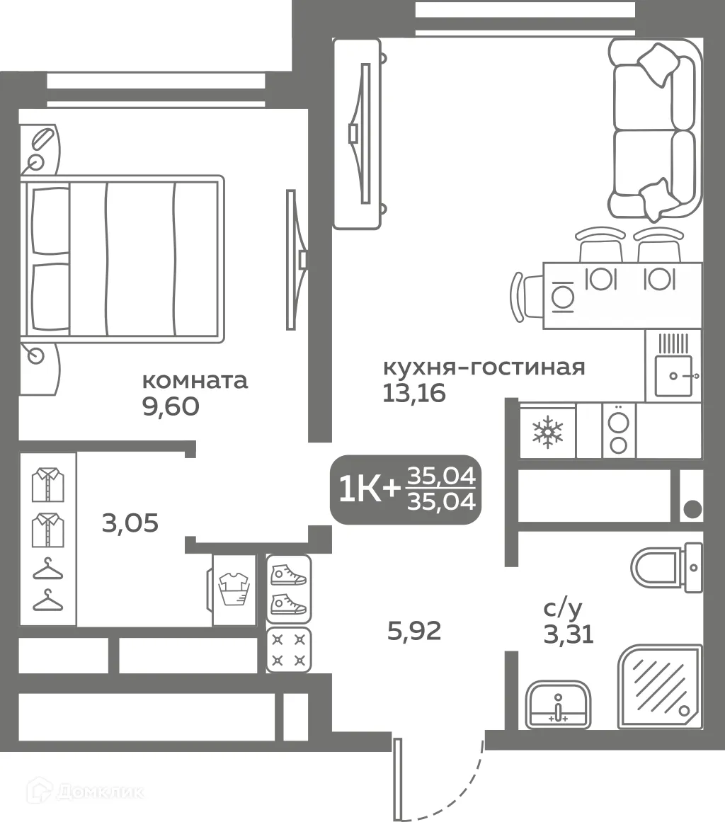 Фото квартиры в ЖК Меридиан Слобода