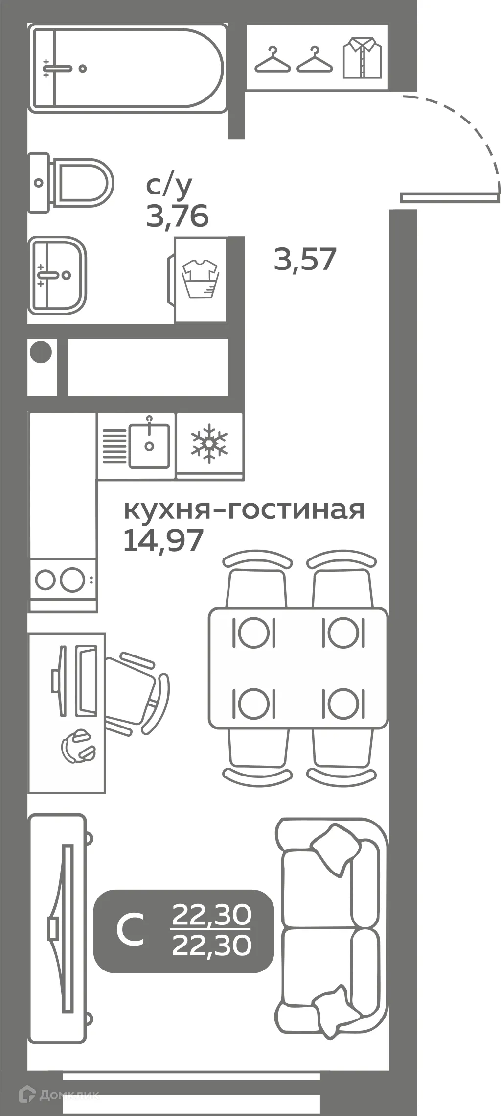 Фото квартиры в ЖК Меридиан Слобода