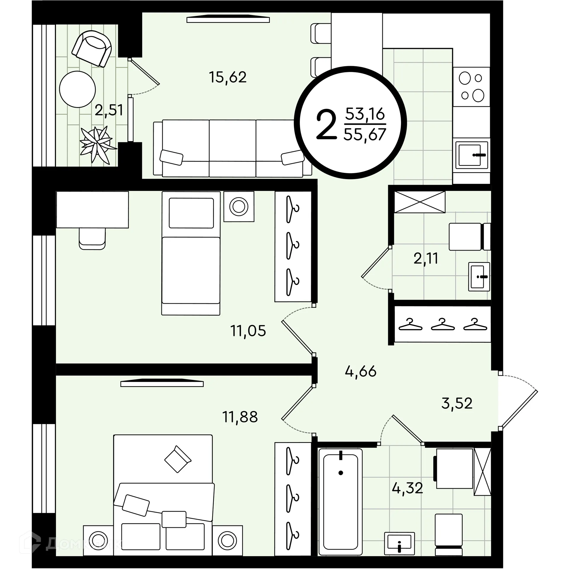 Фото квартиры в ЖК Зеленые аллеи