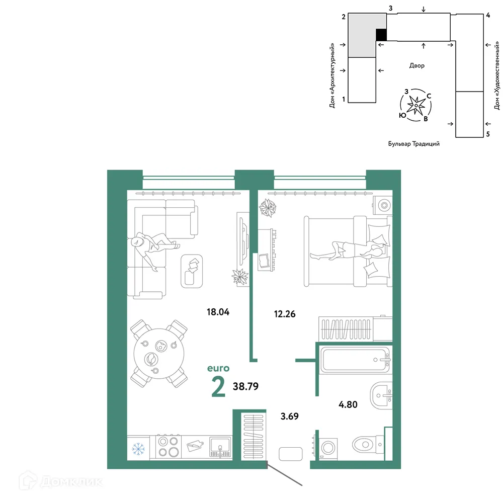Фото квартиры в ЖК «Домашний»