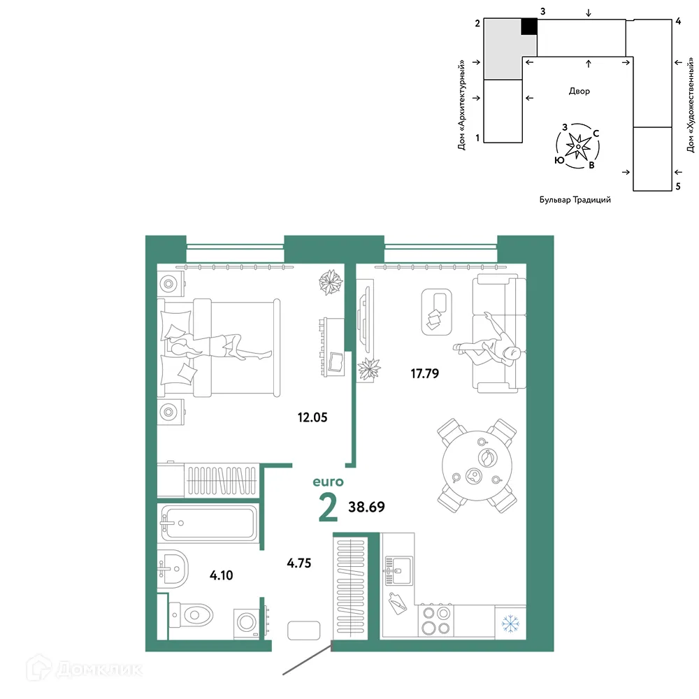 Фото квартиры в ЖК «Домашний»