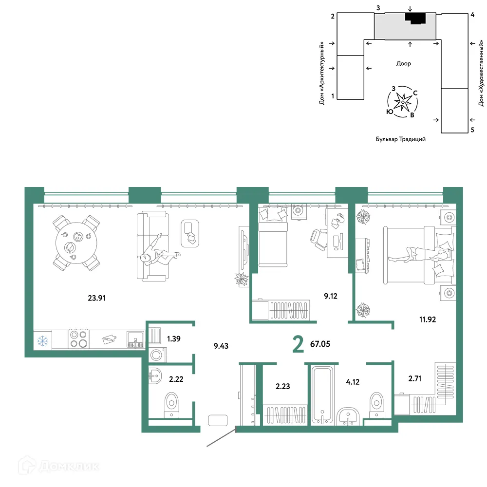 Фото квартиры в ЖК «Домашний»