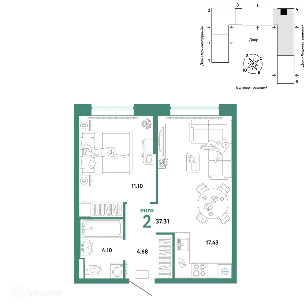 Фото квартиры в ЖК «Домашний»
