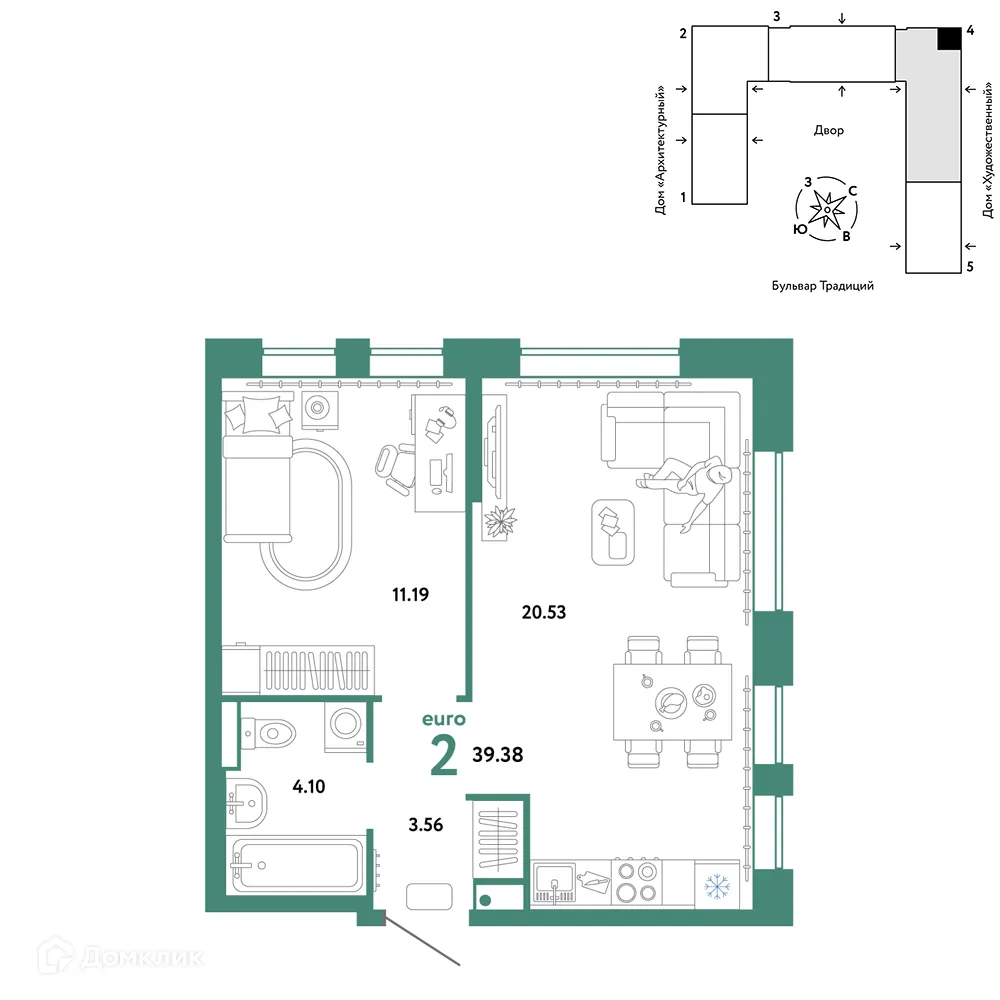 Фото квартиры в ЖК «Домашний»