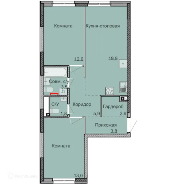 Планировка 2 комн. в ЖК НЕО