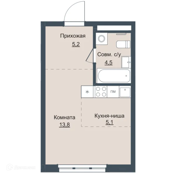 Планировка 1 комн. в ЖК Истории