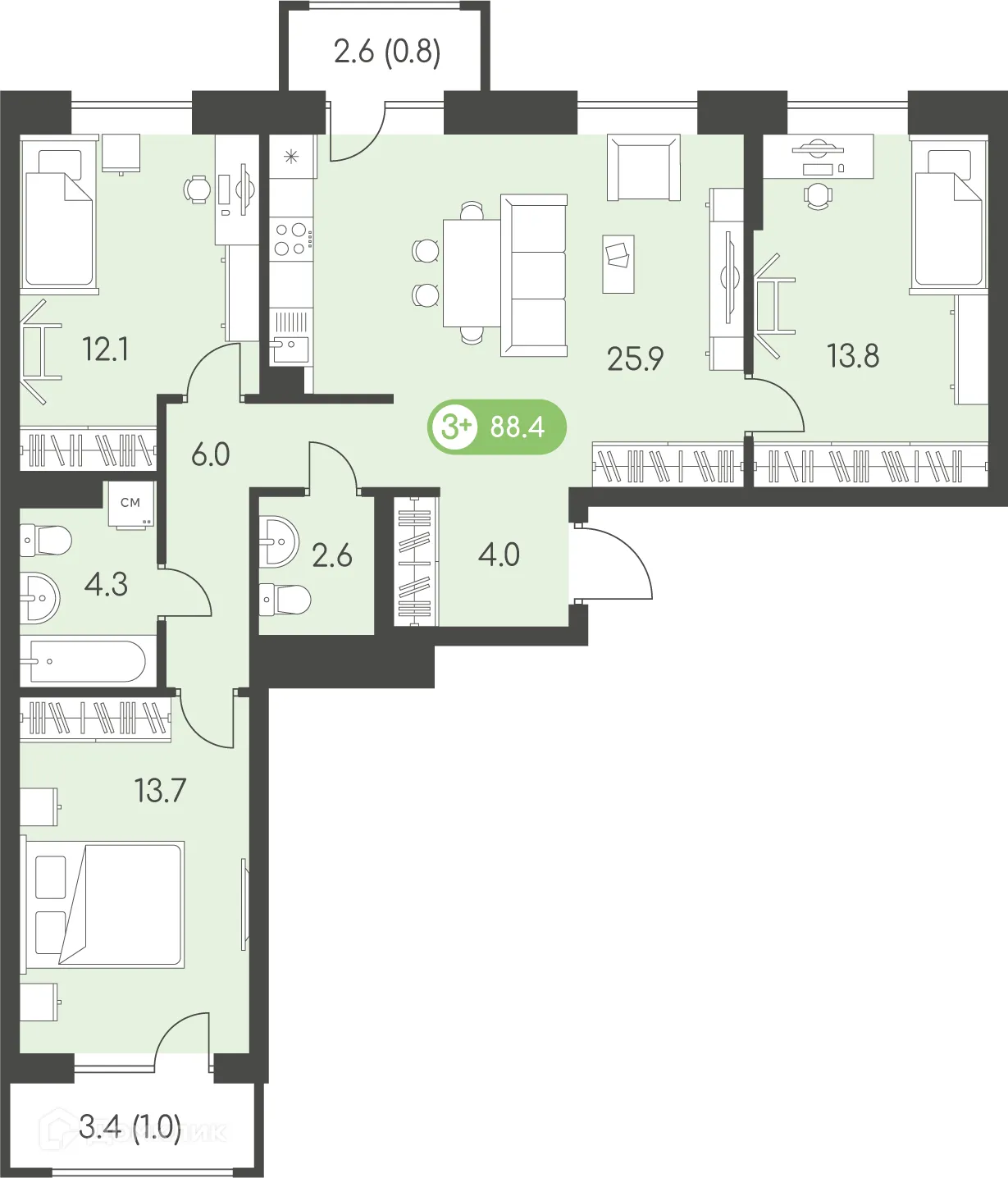 Фото квартиры в ЖК Новый восход