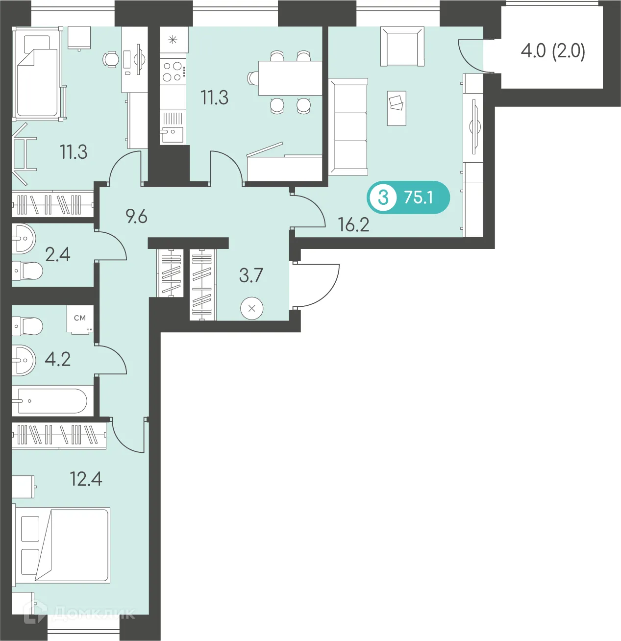 Фото квартиры в ЖК Новый восход