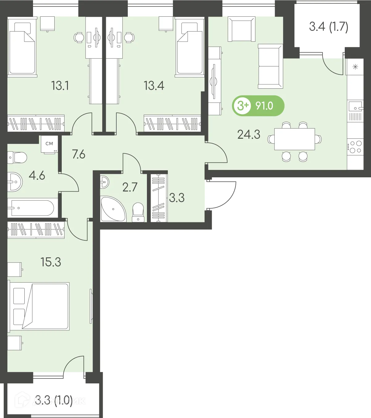 Фото квартиры в ЖК Новый восход