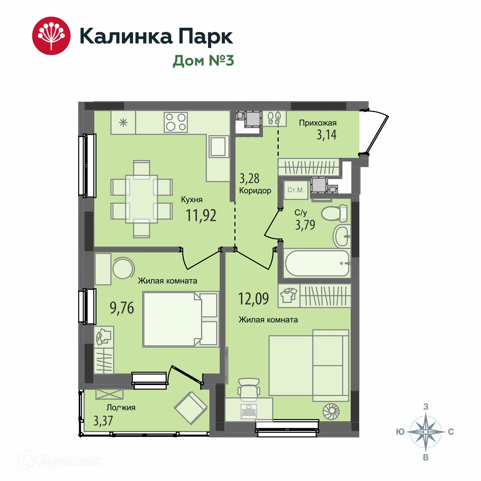 Фото квартиры в ЖК "Калинка Парк"