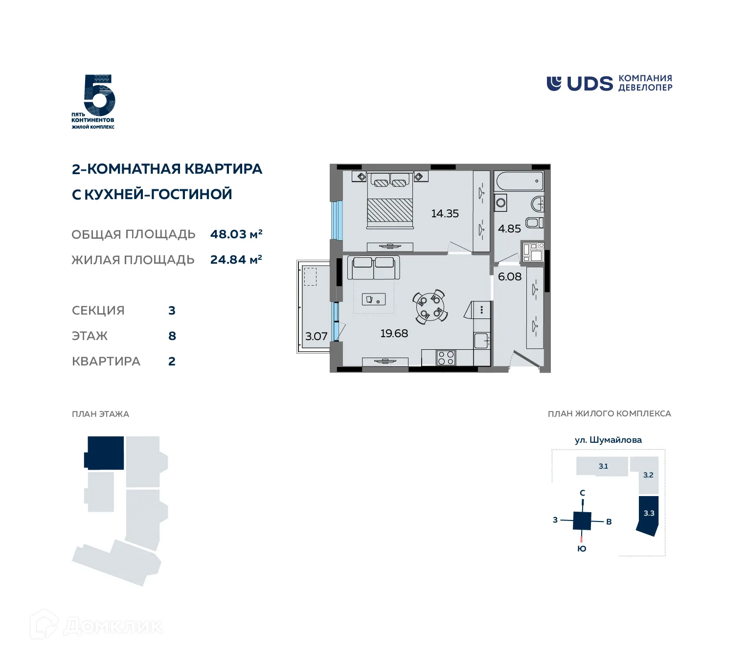 Фото квартиры в ЖК Пять континентов