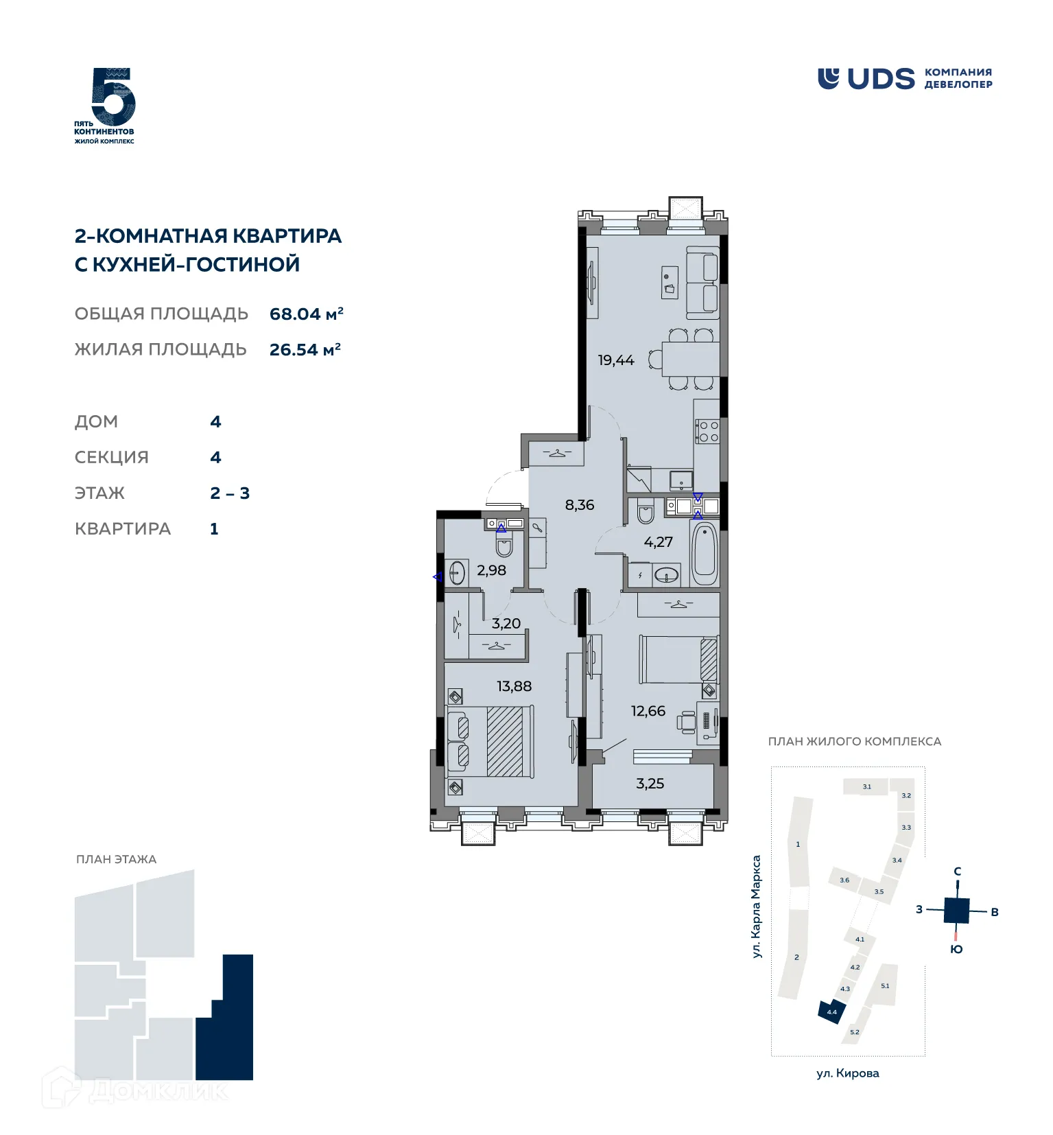 Фото квартиры в ЖК Пять континентов