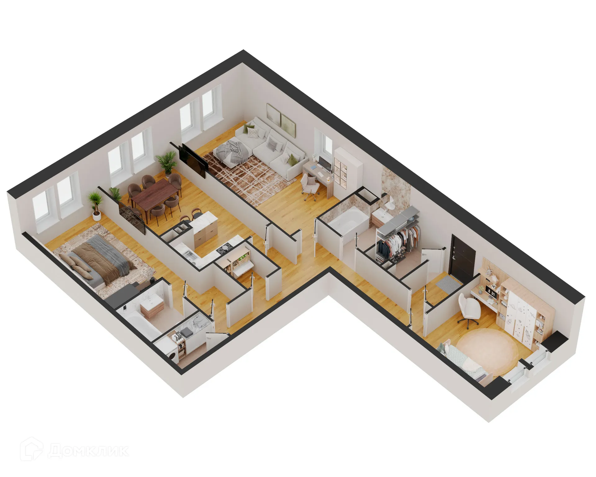 Планировка 3-комнатной квартиры 113.49 м² в ЖК Forum (Форум), г. Ижевск — фото 1