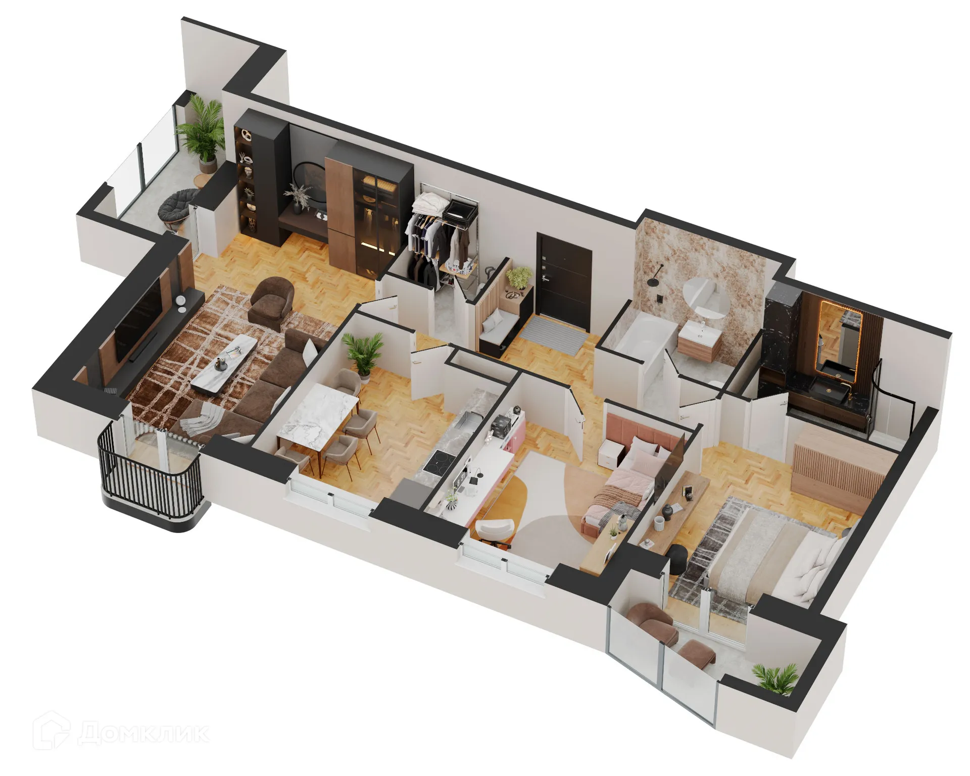 Планировка 1-комнатной квартиры 100.47 м² в ЖК Forum (Форум), г. Ижевск — фото 1