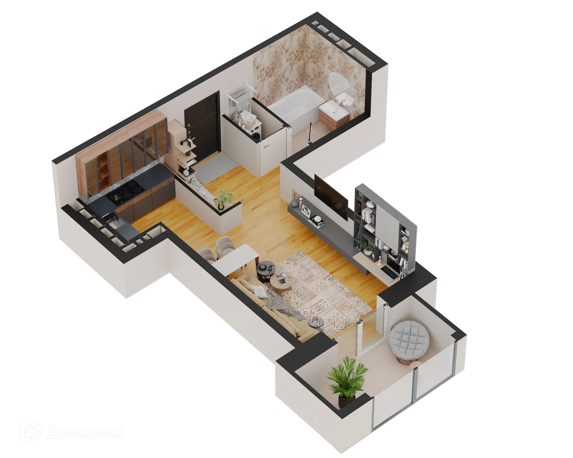 Планировка 1-комнатной квартиры 39.33 м² в ЖК Forum (Форум), г. Ижевск — фото 1