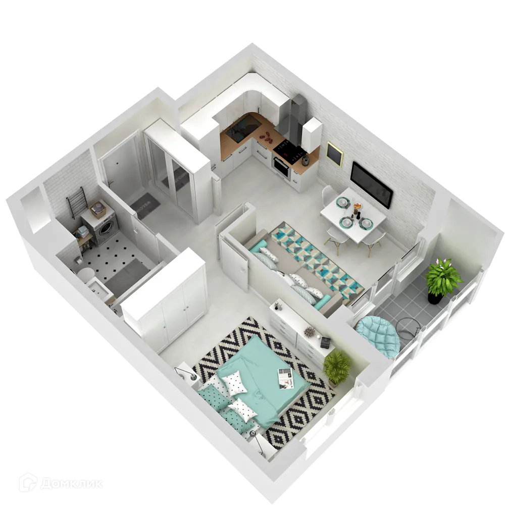 Планировка 2-комнатной квартиры 36.4 м² в ЖК Друзья, г. Ижевск — фото 1