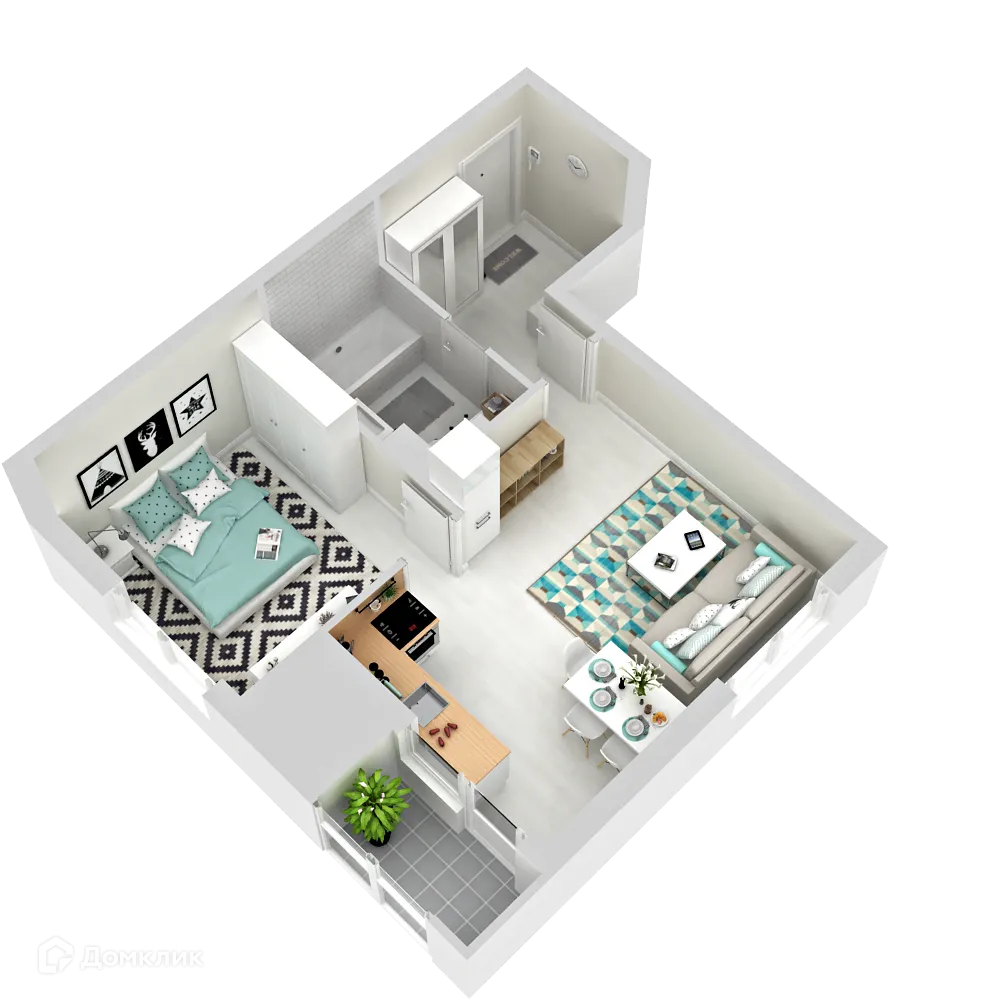 Планировка 2-комнатной квартиры 42 м² в ЖК Друзья, г. Ижевск — фото 1