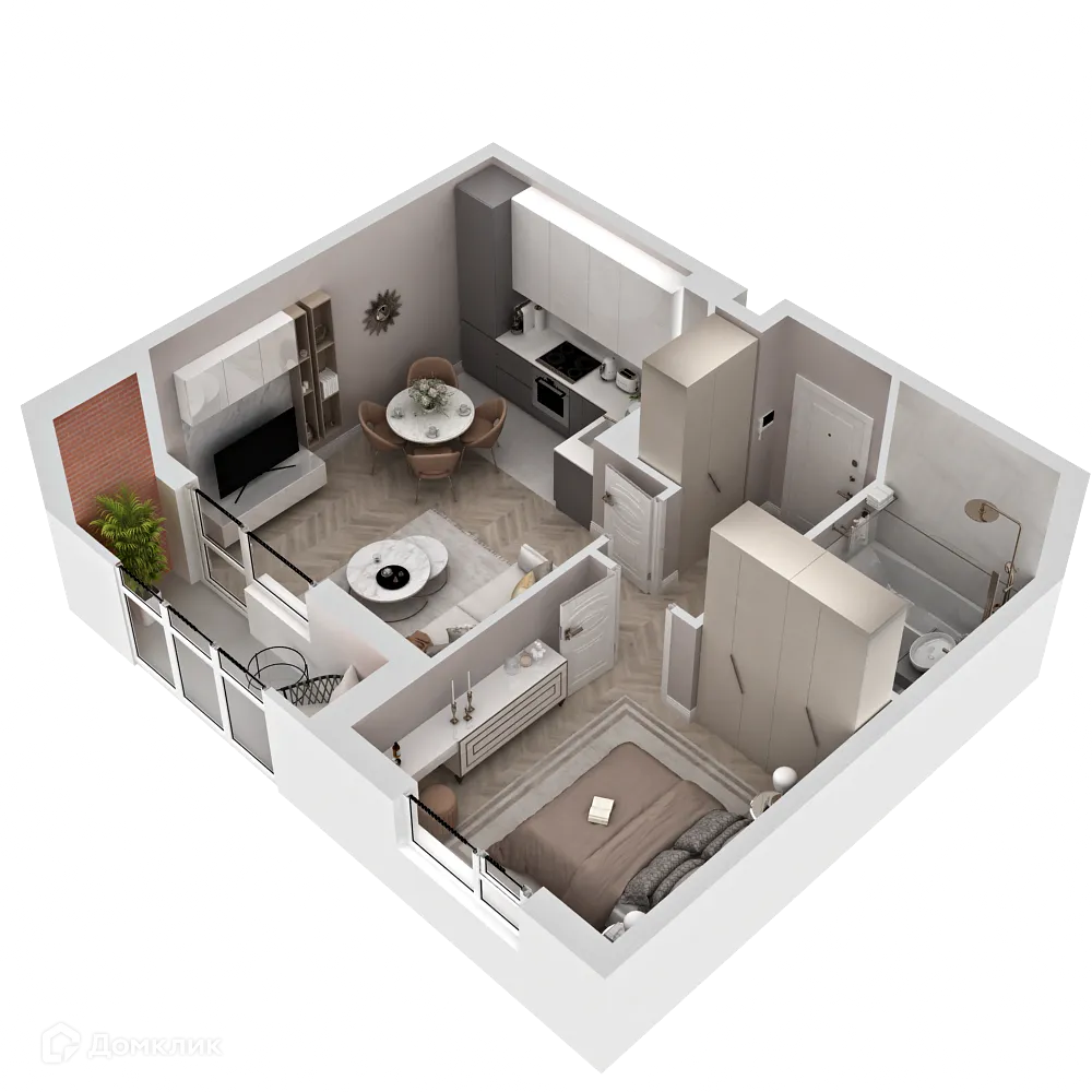 Планировка 2-комнатной квартиры 41.73 м² в ЖК "Фамильный дом", г. Ижевск — фото 1