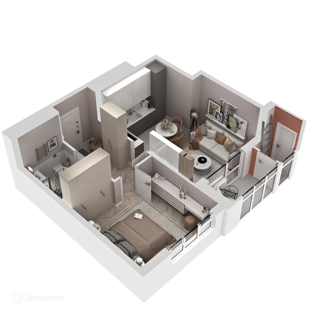 Планировка 2-комнатной квартиры 41.18 м² в ЖК "Фамильный дом", г. Ижевск — фото 1