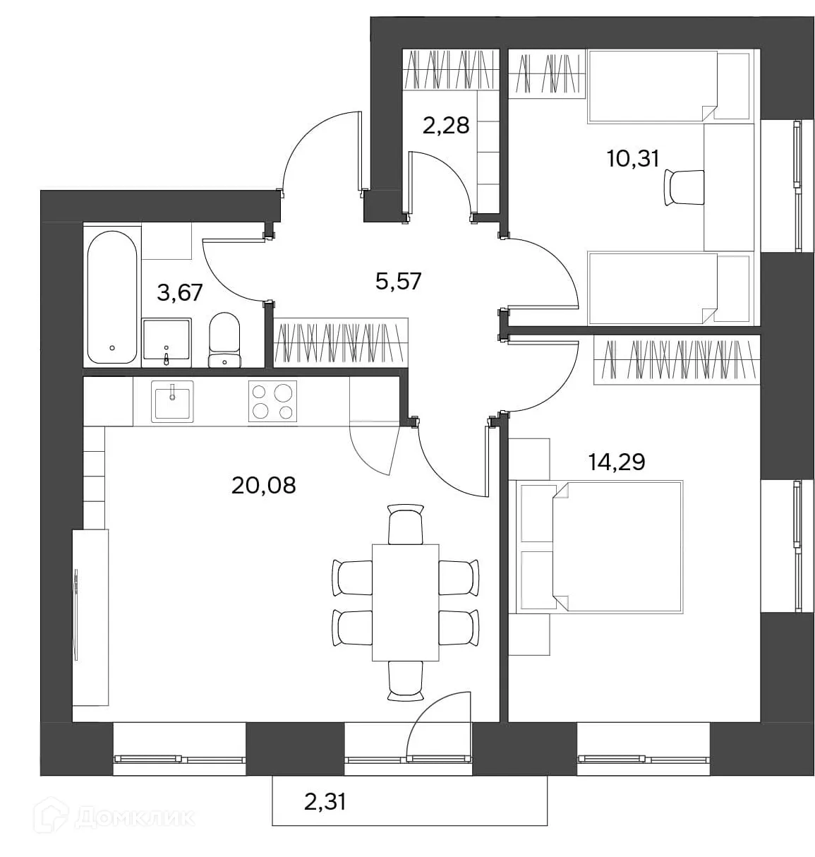 Фото квартиры в ЖК Волга Парк