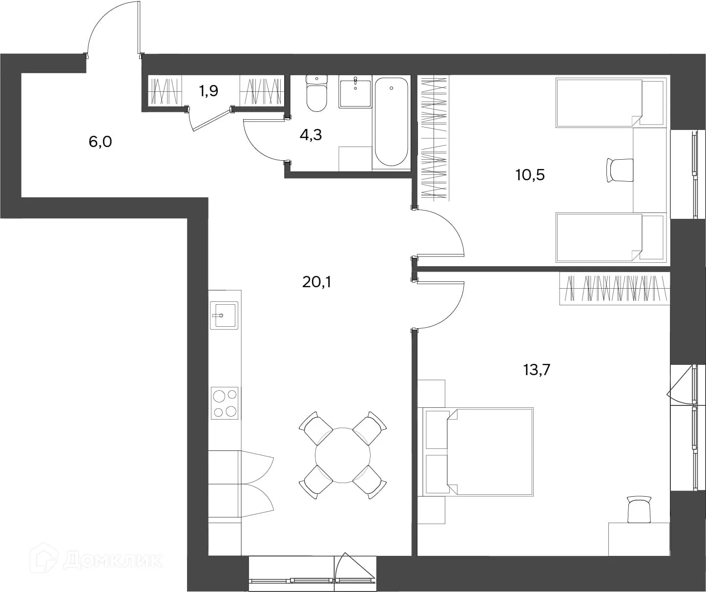 Фото квартиры в ЖК Волга Парк